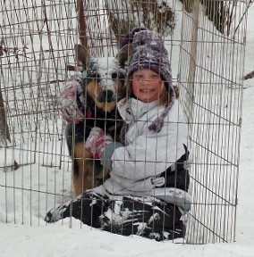 Haylee and Barry having some fun in the snow